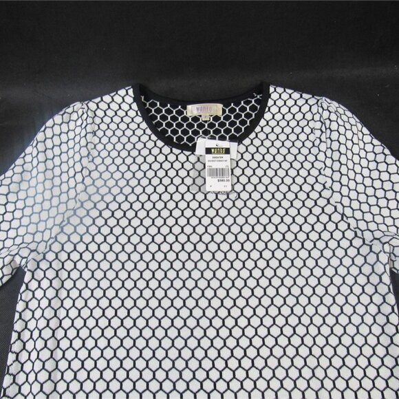 Wanko NWT Women's White/Black/Navy Honeycomb Print Sweater, Size F-HK, Small-US - Picture 3 of 10